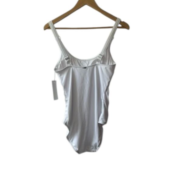 Calvin Klein Starburst One-Piece Swimsuit White 4-way Stretch UPF 50+ Sz 8  NEW - Picture 4 of 7